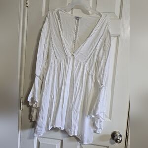 White Women's Coverup Dress L